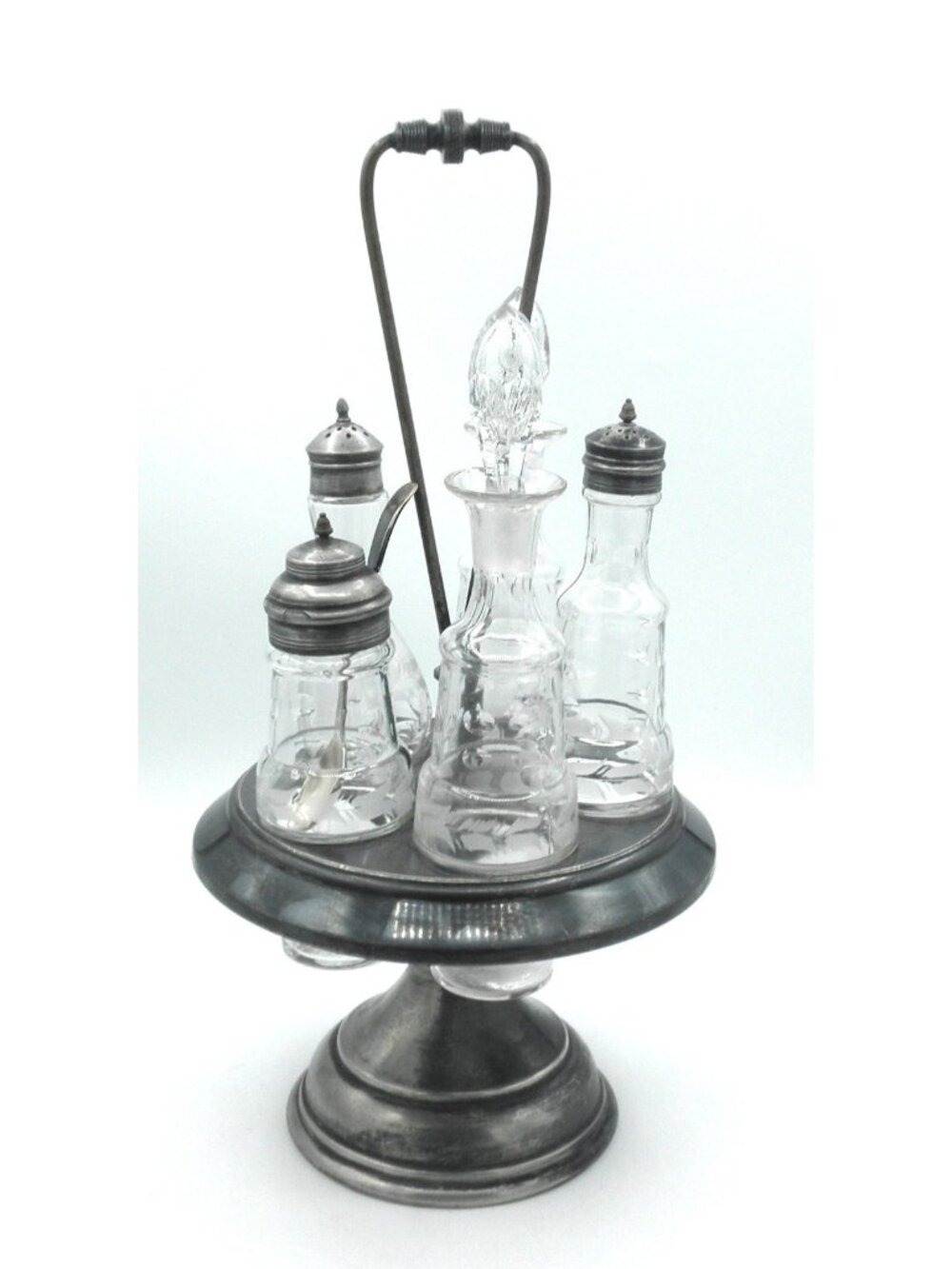 Late 19th Century Meriden Silver Plate Co. 5-Bottle Condiment Caster Set